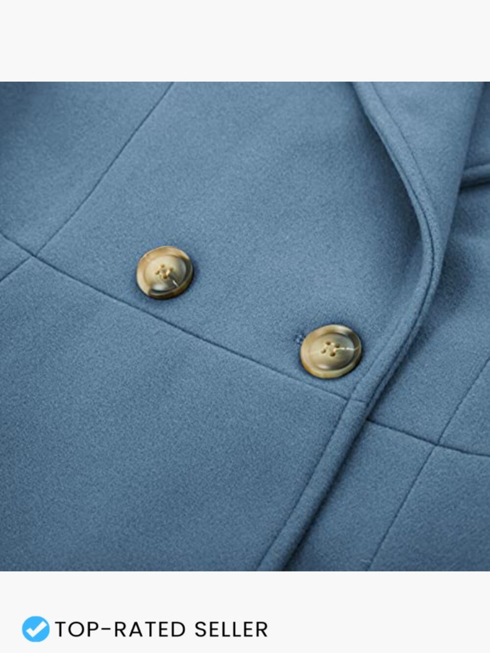 Double Breasted Pea Coat A-Line Long Trench Winter Dress Coat with Pockets - Picture 5 of 7